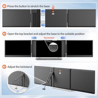 kasorey New Upgraded Laptop Screen Extender Portable Monitor, 1080P FHD IPS Screen, Monitor Extender for Laptop, Fit for 13-17" Laptops, Plug & Play Compatiable with Windows/Mac/Android/Switch