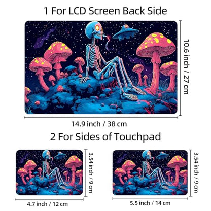 Universal Laptop Skin Sticker Decal, 12"-15.6" Aesthetic Vinyl Wrap, Skull in Magic Mushroom Space Waterproof Notebook Cover Art Protector for MacBook HP Dell Lenovo, Fits 13" 14" 15" 15.6" - color: Skull in Magic Mushroom Space