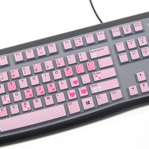 Silicone Keyboard Cover for Logitech K120 & MK120 Ergonomic Desktop USB Wired Keyboard, Logitech K120 & MK120 Keyboard Protective Skin US Layout (NOT Fit Other Model) -Lovly - color: Lovly