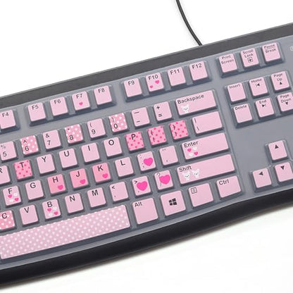 Silicone Keyboard Cover for Logitech K120 & MK120 Ergonomic Desktop USB Wired Keyboard, Logitech K120 & MK120 Keyboard Protective Skin US Layout (NOT Fit Other Model) -Lovly - color: Lovly