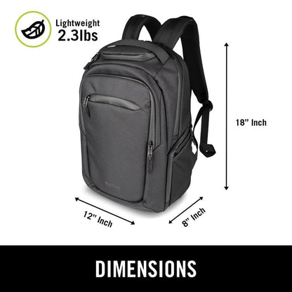 Kenneth Cole REACTION Parker Polyester Abrasion-Resistant Travel 17" Laptop Backpack with Removable Laptop Sleeve, Black - size: 17"