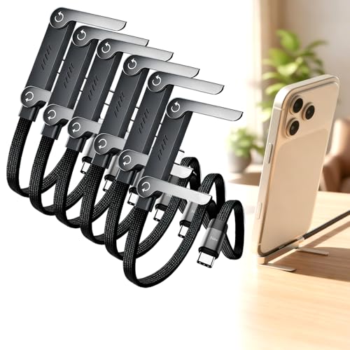 240W Braided Fast Charge Cable with Built-in Phone Stand, 2026 New Foldable Durable USB-C Cord 90 Degree USB C Cable Right Angle Multi-Functional Charger Cord, Type-C to Type-C （6PCS） - color: 6PCS