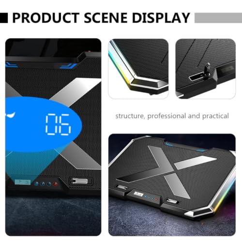 GANAZONO Gaming Laptop Cooling Pad with RGB LED Fan, Touch Control, Alloy Material, 7-Angle Adjustable Stand, Large Quiet Fan for Enhanced Cooling Effect