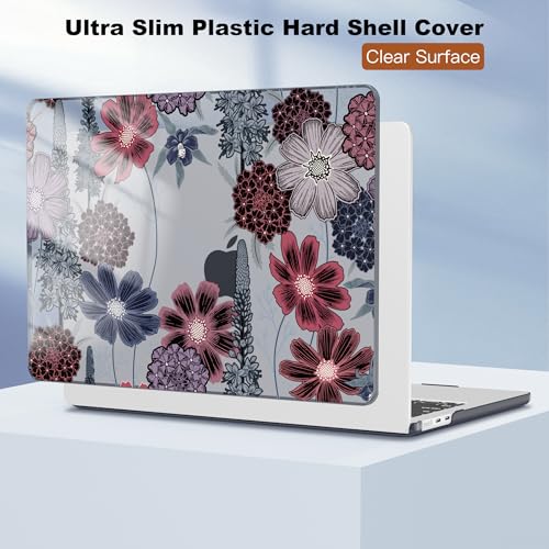 CISSOOK Compatible with MacBook Air 13.6 inch Case A3449 A3240 A3113 A2681 | 2026 2025 2024 2023 2022, 5in1 Set Hard Shell Case Keyboard Cover for MacBook Air 13.6 inch M2 M3 M4 M5, Texture Flowers - color: Air13.6inch-Texture flowers