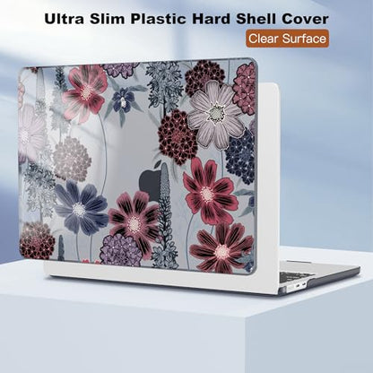 CISSOOK Compatible with MacBook Air 13.6 inch Case A3449 A3240 A3113 A2681 | 2026 2025 2024 2023 2022, 5in1 Set Hard Shell Case Keyboard Cover for MacBook Air 13.6 inch M2 M3 M4 M5, Texture Flowers - color: Air13.6inch-Texture flowers