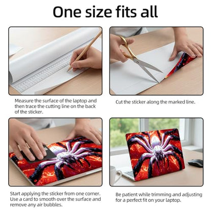 Aesthetic Laptop Skin Sticker, Giant White Spider in Fiery Abyss Waterproof Vinyl Laptop Decal, Removable Bubble Free, Reusable Protective Cover for 13 14 15 15.6 Inch - color: Giant White Spider in Fiery Abyss