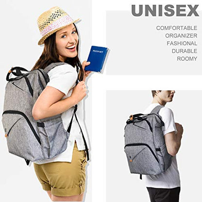 Hap Tim Laptop Backpack 15.6/14/13.3 Inch Laptop Bag Travel Backpack for Women/Men Waterproof School Computer Bag Large Capacity Bookbag for College/Travel/Business (7651EU), Grey, 15.6 inches, Casual - color: Grey