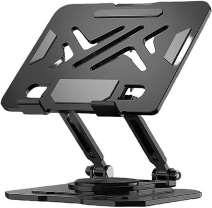 360° Rotating Metal Pad/Tablet Stand, Foldable Height Adjustable Desktop Holder for 4-13 Inch Pad/Tablet Home Office - color: Black
