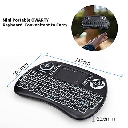 iPazzPort (Upgrade Mini Bluetooth Keyboard with Touchpad Handheld, Backlit Mini Wireless Keyboard with 2.4G USB Dongle for Android TV Box/FireStick/Laptop/PC 21SM