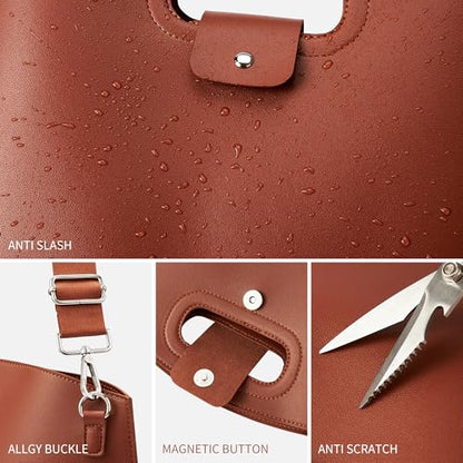 KALIDI Messenger Bag 16 Inch Slim Laptop Vegan Leather Briefcase Crossbody Tote for 15.6" Notebook Business Work Office Bag - color: Brown