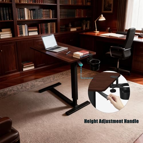 Adjustable Overbed Bedside Table with Wheels, Walnut Finish | Rolling Tray Desk, Height-Adjustable