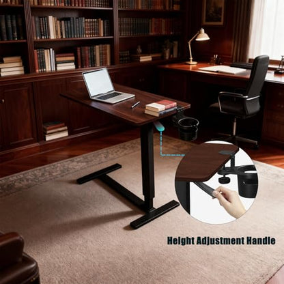 Adjustable Overbed Bedside Table with Wheels, Walnut Finish | Rolling Tray Desk, Height-Adjustable