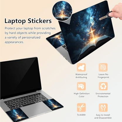 Laptop Skin Sticker Decal 15.6 Inch,12 13 13.3 14 15 15.6 in Laptop Netbook Skins for Notebook,Art Decal Removable Waterproof Scratch Resistant,Universal Vinyl Cover,Cross Book Sky - color: Cross Book Sky