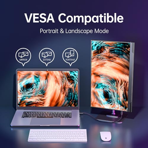 cocopar Portable Monitor 17.3 Inch 1080P FHD 60Hz 100% sRGB Travel Monitor with Speaker HDMI USB-C Second Screen for Laptop MacBook Surface PC Xbox PS4/5, VESA Mountable, with Full Cover Stand - size: 17.3 inch