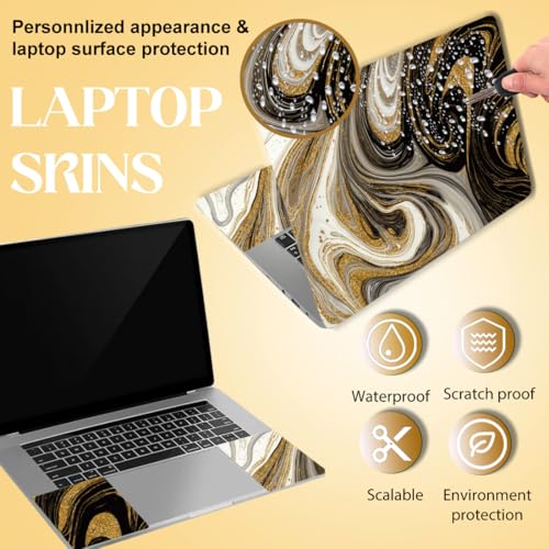 SUPERDANT Laptop Skin Sticker Golden Marble Laptop Decals Personalized Universal Notebook Computer Wrap Vinyl Skin Stickers Cover Art Decal Removable 12-15.6 Inch Waterproof Scratch-Resistant Gifts - style: Golden Marble