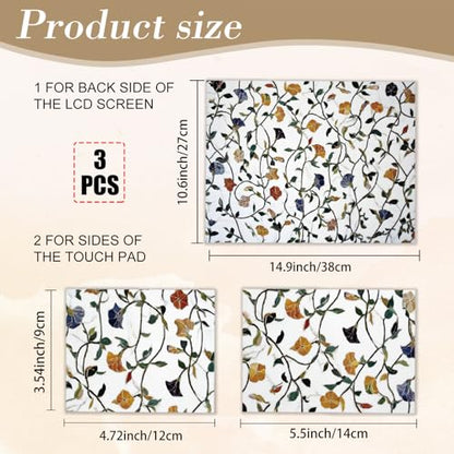 PLIGREAT 15 Inch Laptop Skin Sticker Decal, Vines Flower Laptop Sticker Decals Fits 12" to 15" Laptops Cutable Universal Waterproof Removable Notebook Art Protector, White Green - color: White Green