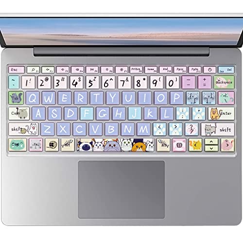 Silicone Keyboard Skin for 12.4" Microsoft Surface Laptop Go 1/2 / 3, Cute Cat - color: Cute Cat