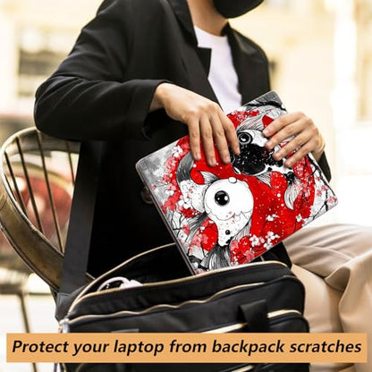 Laptop Skin Sticker for 12.1”-15.6“ Laptops (Fits 13”, 13.3”, 14”, 15”, 15.4”) | Protective Universal Reusable Vinyl Art Decal Cover | Waterproof & Scratch-Resistant-Japanese yin yang koi Fish - color: Japanese yin yang koi fish