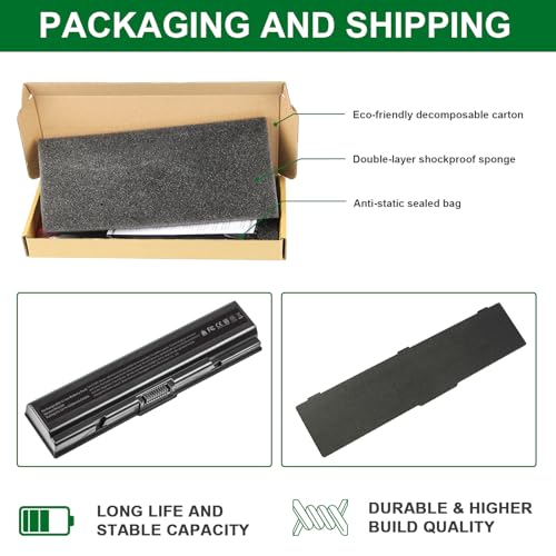 TREE.NB Laptop Battery for Toshiba PA3534U-1BRS Toshiba Satellite A200 A205 L201 L202 L203 L205 L300 L300D L305 L305D 11.1V 5200mAh Black - size: 7.36x1.75x1.27inch PA3534