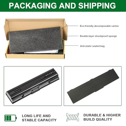 TREE.NB Laptop Battery for Toshiba PA3534U-1BRS Toshiba Satellite A200 A205 L201 L202 L203 L205 L300 L300D L305 L305D 11.1V 5200mAh Black - size: 7.36x1.75x1.27inch PA3534