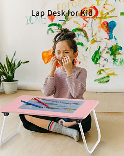Ruxury Folding Lap Desk Laptop Stand Bed Desk Table Tray, Breakfast Serving Tray, Portable & Lightweight Mini Table for Sofa Couch Floor - Pink - color: Pink