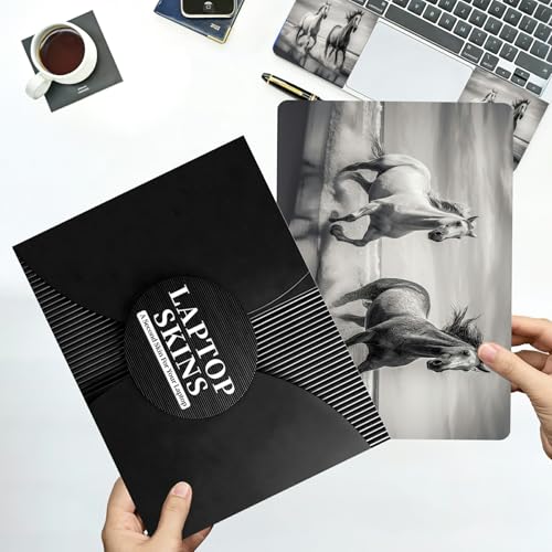 Universal Laptop Skin Sticker with 2 Wrist Pad Decals, 3-Piece Removable Vinyl Laptop Cover, Horse Waterproof Anti-Scratch, Easy-Trim Fit for 13.3" 14" 15.6" Laptops - color: Horse