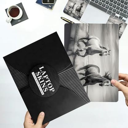Universal Laptop Skin Sticker with 2 Wrist Pad Decals, 3-Piece Removable Vinyl Laptop Cover, Horse Waterproof Anti-Scratch, Easy-Trim Fit for 13.3" 14" 15.6" Laptops - color: Horse