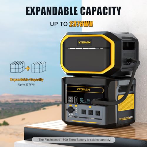 VTOMAN FlashSpeed 1000 Portable Power Station, 828Wh LiFePO4,1000W output | Expandable to 2376Wh, 1H fast charge (0-80%), 2000W peak output, solar generator, home backup, camping, power outages
