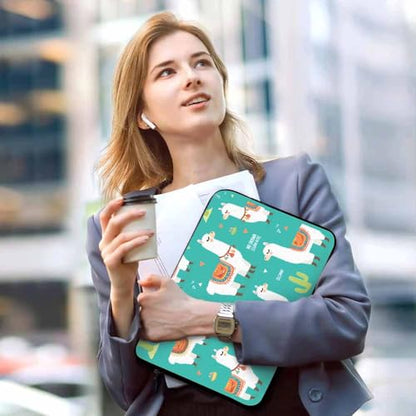 Laptop Sleeve Bag 15.4 15.6 Inch,Cute White Llama Cartoon Alpaca Cactus Green Protective Polyester Computer Cases Laptop Cover Briefcase Bag Tablet Travel Cover - color: LPS-004