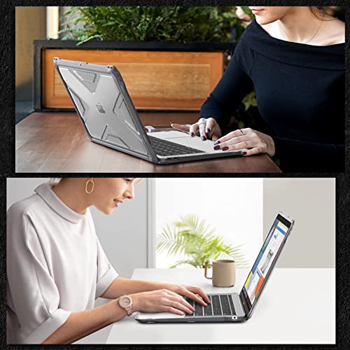 Fintie Case for MacBook Air 13 Inch A2337 (M1) / A2179 / A1932 (2018-2021 2022 Release) - Heavy Duty Hard Shell Cover with TPU Bumper for MacBook Air 13 Retina Display with Touch ID, Gray - color: Gray