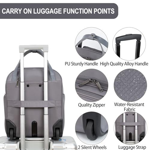 EMPSIGN Underseat Carry On Wheeled - 16" Carry on Bag with Wheels Multi-functional Lightweight Rolling Bag Overnight Weekender Small Suitcase for Women Men Travel Business, Dark Grey - color: Dark Grey