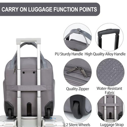 EMPSIGN Underseat Carry On Wheeled - 16" Carry on Bag with Wheels Multi-functional Lightweight Rolling Bag Overnight Weekender Small Suitcase for Women Men Travel Business, Dark Grey - color: Dark Grey