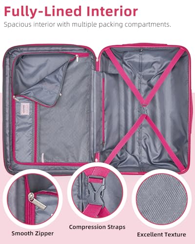 LARVENDER Carry on Luggage Sets 3 Piece, 20 Inch Suitcases, Berry Sparkling | 22x14x9 Airline Approved, Gradient PC+ABS Hardshell, Smooth 360° Wheels, TSA Lock, 3-Piece Set with Color-matched Backpack - color: Berry Sparkling 20BP, size: 3 Piece Set (Back