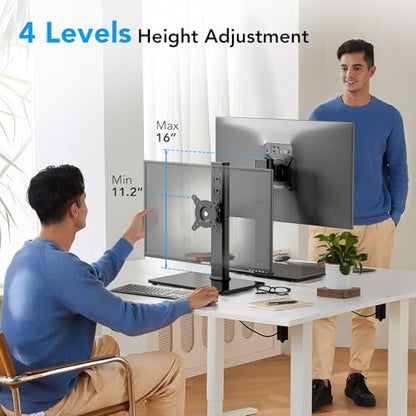 Single Monitor Desk Stand Free-Standing Desk Mount Arm Riser for 13 inch to 32 inch Screen Freestanding VESA Mount Base, Adjustable Height, Tilt, Swivel, Rotation, Black AX05TB01 - size: Single monitor stand