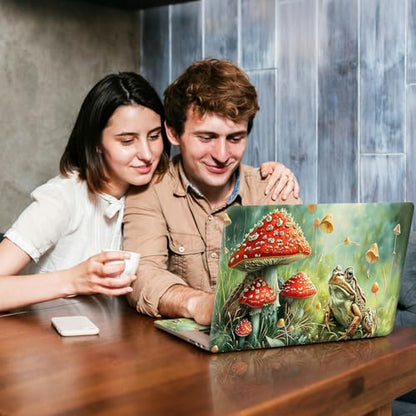 Universal Laptop Skin Sticker Decal, Compatible with MacBook HP Dell Lenovo 12"-15.6", Reusable Vinyl Notebook Cover 3PCS Set, High-Recognition Film-Red Mushroom Frog - color: Red Mushroom Frog