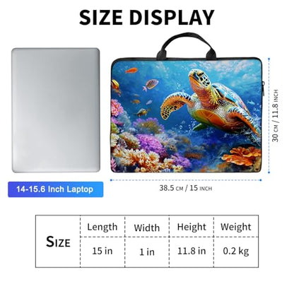 Laptop Bag,14 15 15.6 inch Laptop Case Sleeve,Computer Sleeve with Handle for Women Men,Carrying Case for MacBook,Dell,Lenovo,Notebook Computer,Sea Turtle Fish - color: Sea Turtle Fish