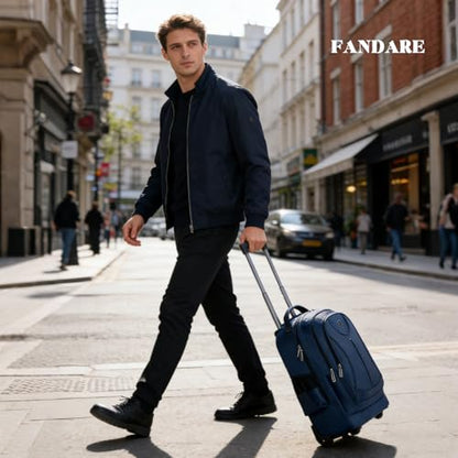 FANDARE Men's Wheeled Business Backpack Rolling Convertible Laptop Carry-On Luggage Mobile Office Case Trolley Handle with Hideaway Strap Daypacks with Wheels for Business Travel Office Commute Blue - color: Blue