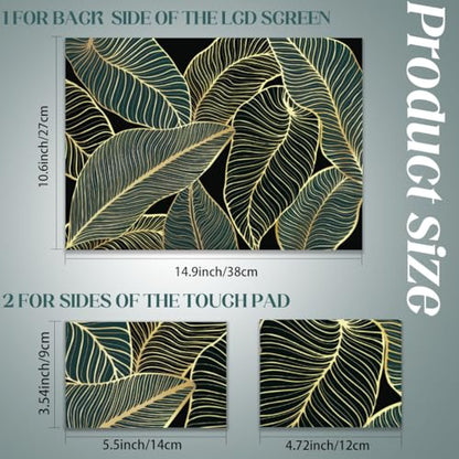 SUPERDANT Laptop Notebook Skin Sticker Cover Decal Green Leaf Laptop Protector Notebook PC Computer Art Protector Universal Notebooks Art Decal Fits 12" 13" 13.3" 14" 15" 15.4" 15.6 inch Gold Green