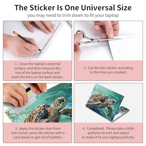15.6 Inch Laptop Skin Sticker, Reusable Vinyl Cover Protector with 2 Wrist Pad Skins, Removable Waterproof Scratch-Resistant for 12-15.6 Inch Laptop Notebook,Sea Turtles - color: Sea Turtles