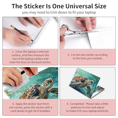 15.6 Inch Laptop Skin Sticker, Reusable Vinyl Cover Protector with 2 Wrist Pad Skins, Removable Waterproof Scratch-Resistant for 12-15.6 Inch Laptop Notebook,Sea Turtles - color: Sea Turtles