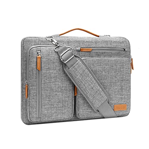 MOSISO 360 Protective Laptop Shoulder Bag, 17-17.3 inch Computer Bags | Compatible with MacBook, HP, Dell, Lenovo, Asus Notebook, Side Open Messenger Bag with 4 Zipper Pockets&Handle, Gray - color: Gray, size: 17.3 inch