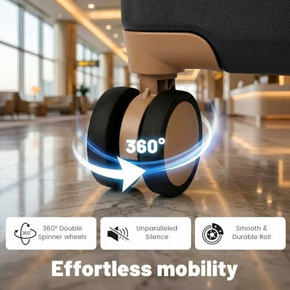 Luggage Set 3 Piece, Carry On Luggage 20 Inch 22x14x9 Airline Approved with Spinner Wheels & TSA Lock, Durable Lightweight ABS Hardside Suitcase Set for Travel (20/TB/DB Black) - color: Black, size: 3 Piece Set (20/DB/TB)