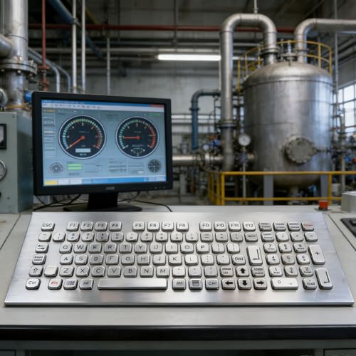 K-TEK-A360KP-FN-DWP Stainless Steel Keyboard, Full-Size Industrial Keyboard IP65 Waterproof Vandal Proof, Top Panel Mount, 102 Keys with Numeric Keypad USB, Mining, Medical, Self-Service Terminal