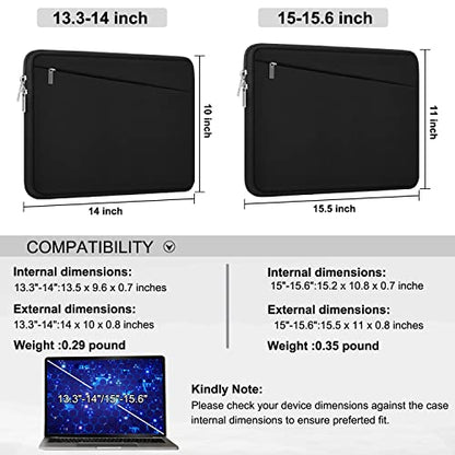 Laptop Sleeve 15.6 inch, Durable Slim Computer Carrying Bag Protective Case | Laptop Case, Computer Sleeve Handbag with Front Pocket, Laptop Cover for 15-16 Inch HP, Dell, Lenovo, Asus, Notebook, Black - color: Black, size: 15.6 Inch