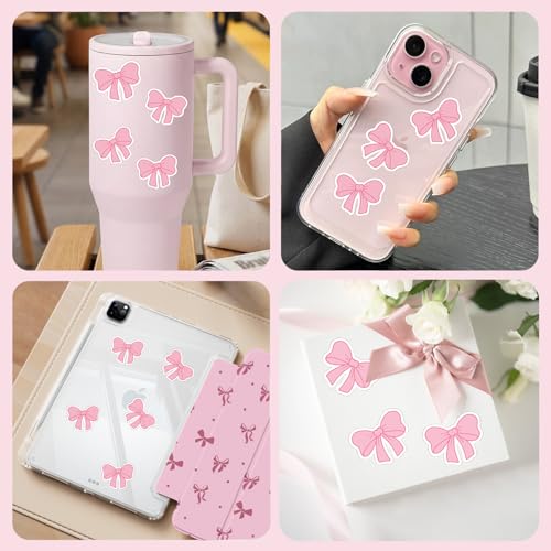 for iPad Case with 10 Sets of 120 Pcs Cute DIY Vinyl Laptop Stickers Tweezers Decals,Waterproof Aesthetic Stickers Suitable for Phone,Water Bottles, Cups, Suitcases, Anywhere-Little PinkBow - color: Little Pink Bow