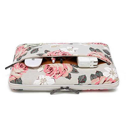 Canvaslife Pink Rose Pattern 13 inch Canvas Laptop Sleeve with Pocket 13 inch 13.3 inch Laptop 13 case13 Sleeve - color: Pink Rose, size: 13 inch/13.3 inch