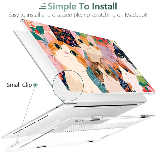 Batianda Lovely Cats Case for Dell XPS 13 Laptop 2024 2025 | Fits Model 9340/9345/9350 13.4" Display, Lightweight Slim Hard Shell Protection for Women, Students and Girls - color: Cats