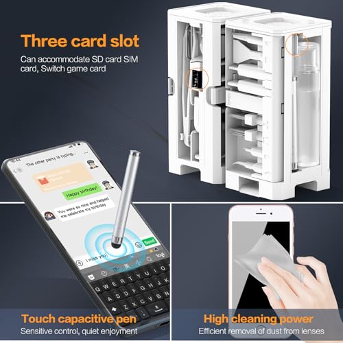 34-in-1 Electronics Cleaning Kit for iPhone, AirPods, Keyboard, USB C, Port | Professional, Multi-Purpose Cleaning Kit, With Cleaning Putty, Microfiber Cloth, Compact Portable Design White sunoyar - color: White