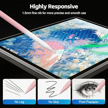 Stylus Pen for iPad 2026-2018 with 13mins Fast Charge,Tilt Sensitivity Palm Rejection Pencil for 11th (A16)/10/9/8/7/6 Gen, iPad Pro 11"/12.9"/M4/M5, iPad Air 3/4/5/M2/M3/M4 (Gradient Pink) - color: Gradient pink