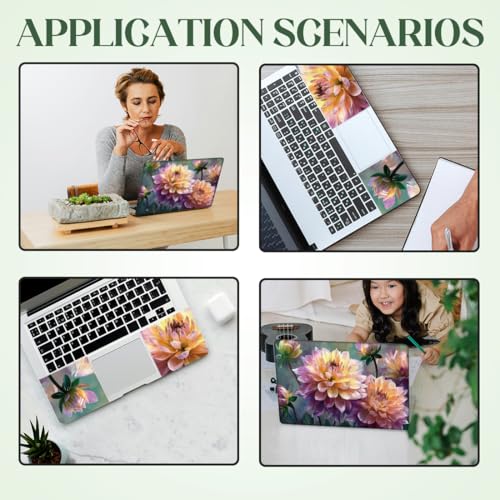 SUPERDANT Laptop Skin Sticker Laptop Decals Dahlia Flower Personalized Universal Notebook Computer Wrap Vinyl Skin Stickers Cover Art Decal Removable 12-15.6 Inch Waterproof Scratch-Resistant Gifts - style: Dahlia
